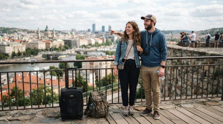 Affordable weekend getaway with a couple overlooking a U.S. city